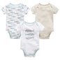 Baby Boy Summer Cotton Bodysuit Set Blue Grey Tie Print