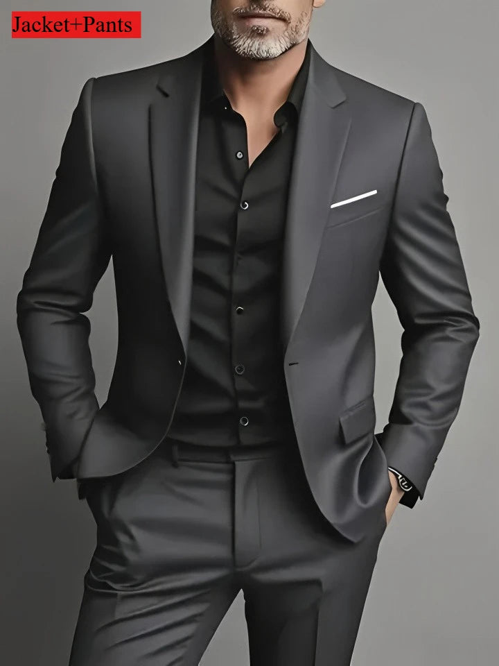 Slim Fit Black Tuxedo Suit Set for Men