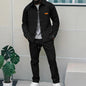 Men's Casual Waffle Pocket Jacket Set in Polyester