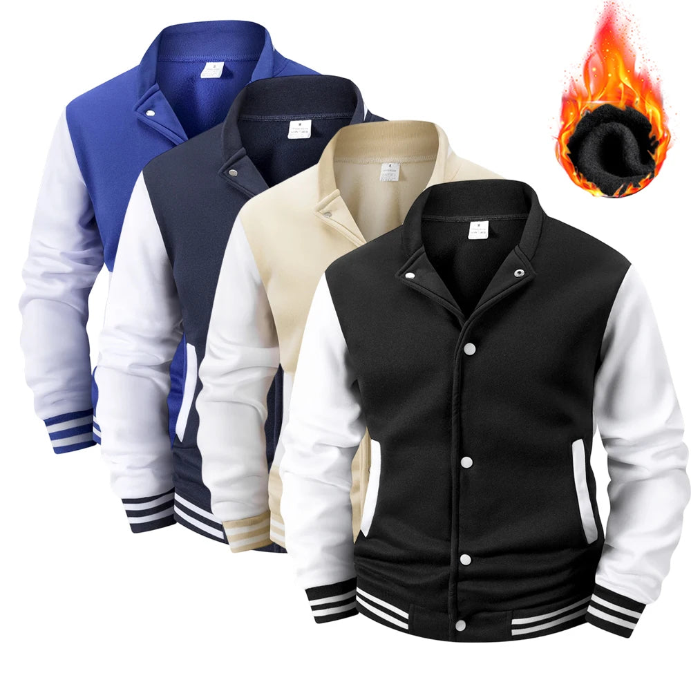 Men's Color Block Fleece-Lined Varsity Jacket