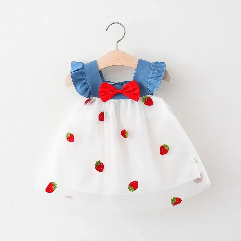 Baby Girl Summer Cherry Mesh Dress