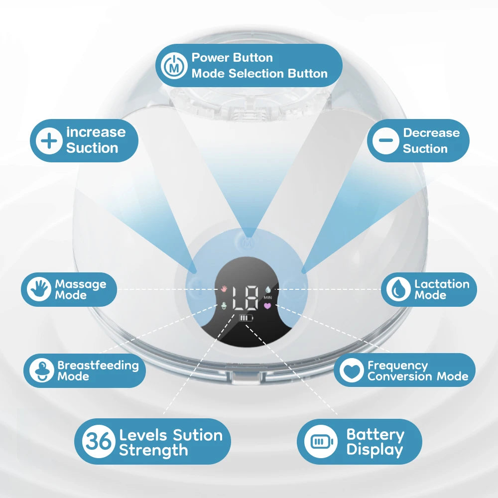 Wearable Electric Breast Pump with LED Display