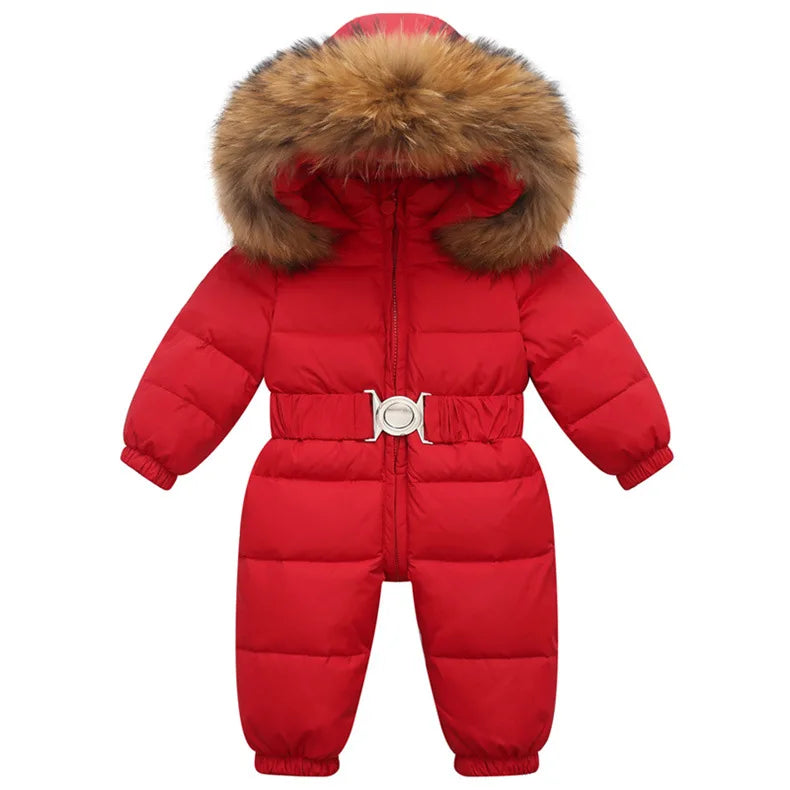 Children's Waterproof Hooded Down Snowsuit for Winter