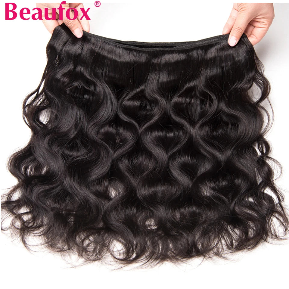 Beaufox Body Wave Brazilian Hair Weave Bundles 8-32 Inch Jet Black