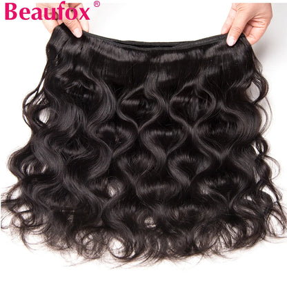 Beaufox Body Wave Brazilian Hair Weave Bundles 8-32 Inch Jet Black