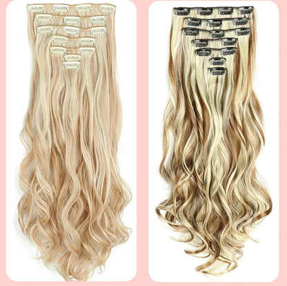 22 Inch Curly Wavy Clip In Hair Extensions Synthetic