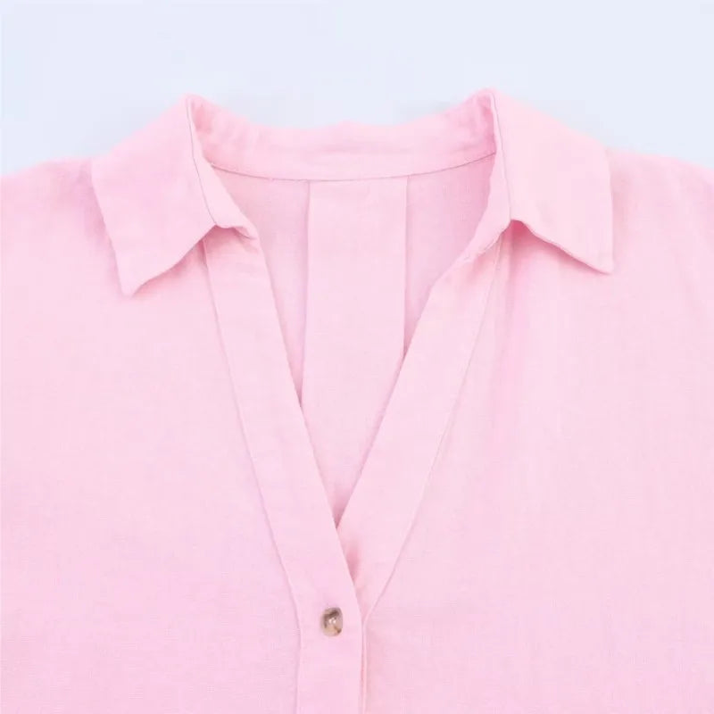 Wide Sleeved Asymmetric Hem Shirt for Women