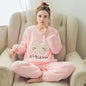 Winter Flannel Couple Pajamas Robe in Coral Velvet