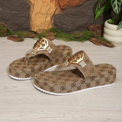 Women Floral Platform Slippers Outdoor Beach Slides