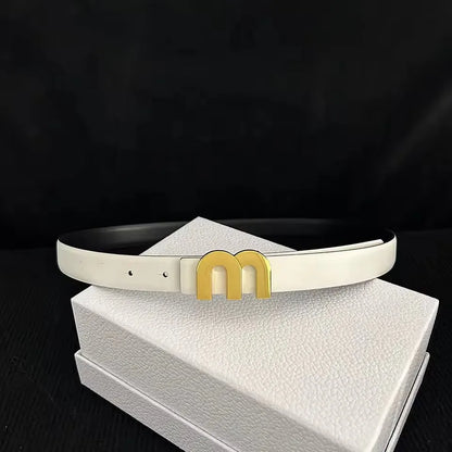 Thin 2.5cm Cowhide Leather Waist Belt for Women