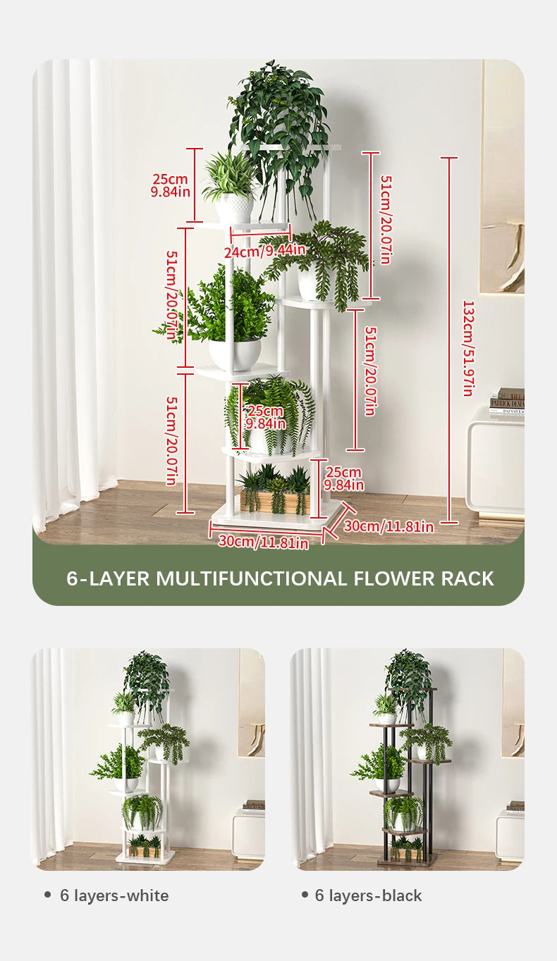 Wooden 6 Tier Plant Stand for Indoor Display