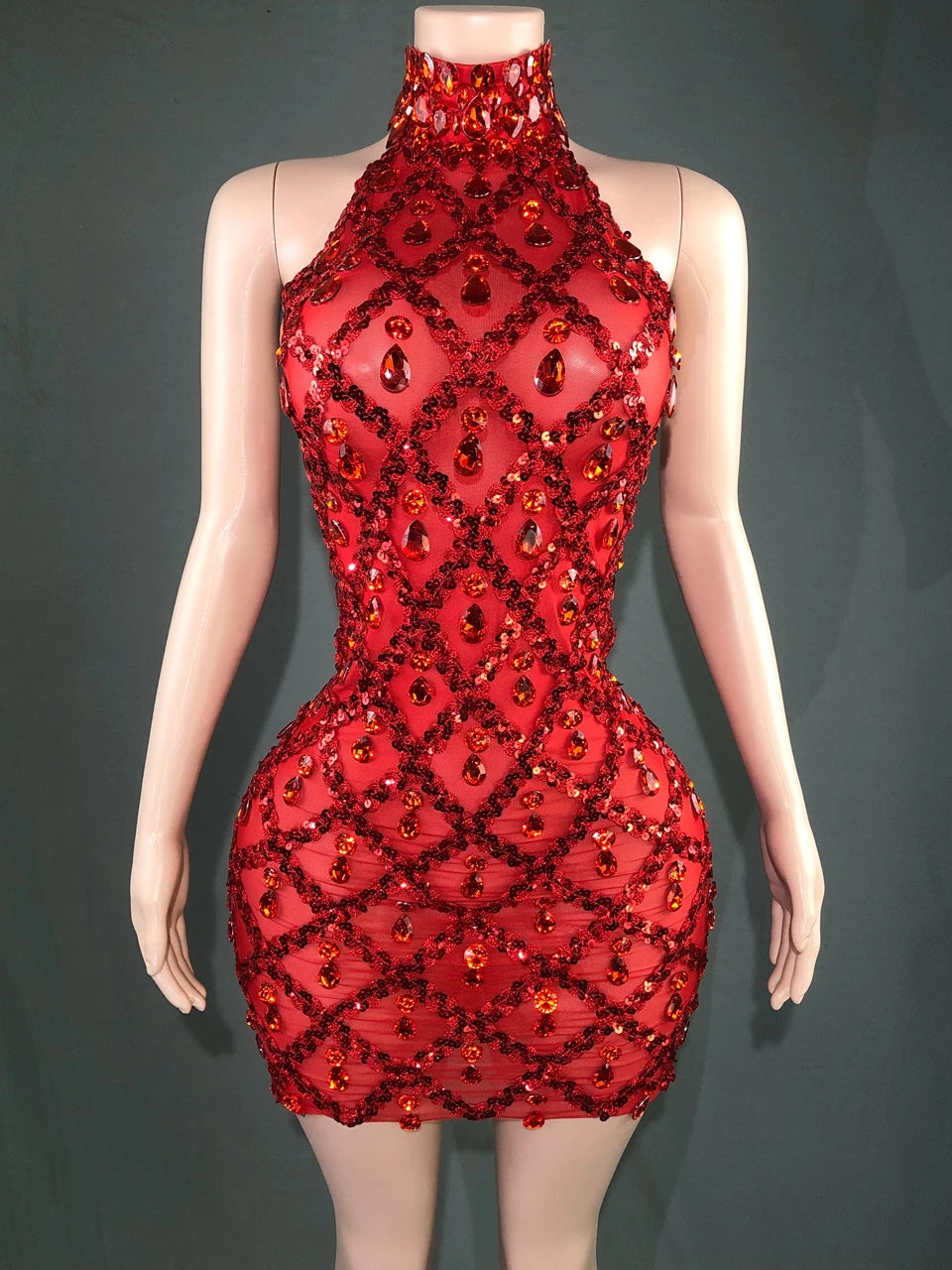 Sparkly Rhinestones Sleeveless Evening Dress for Women