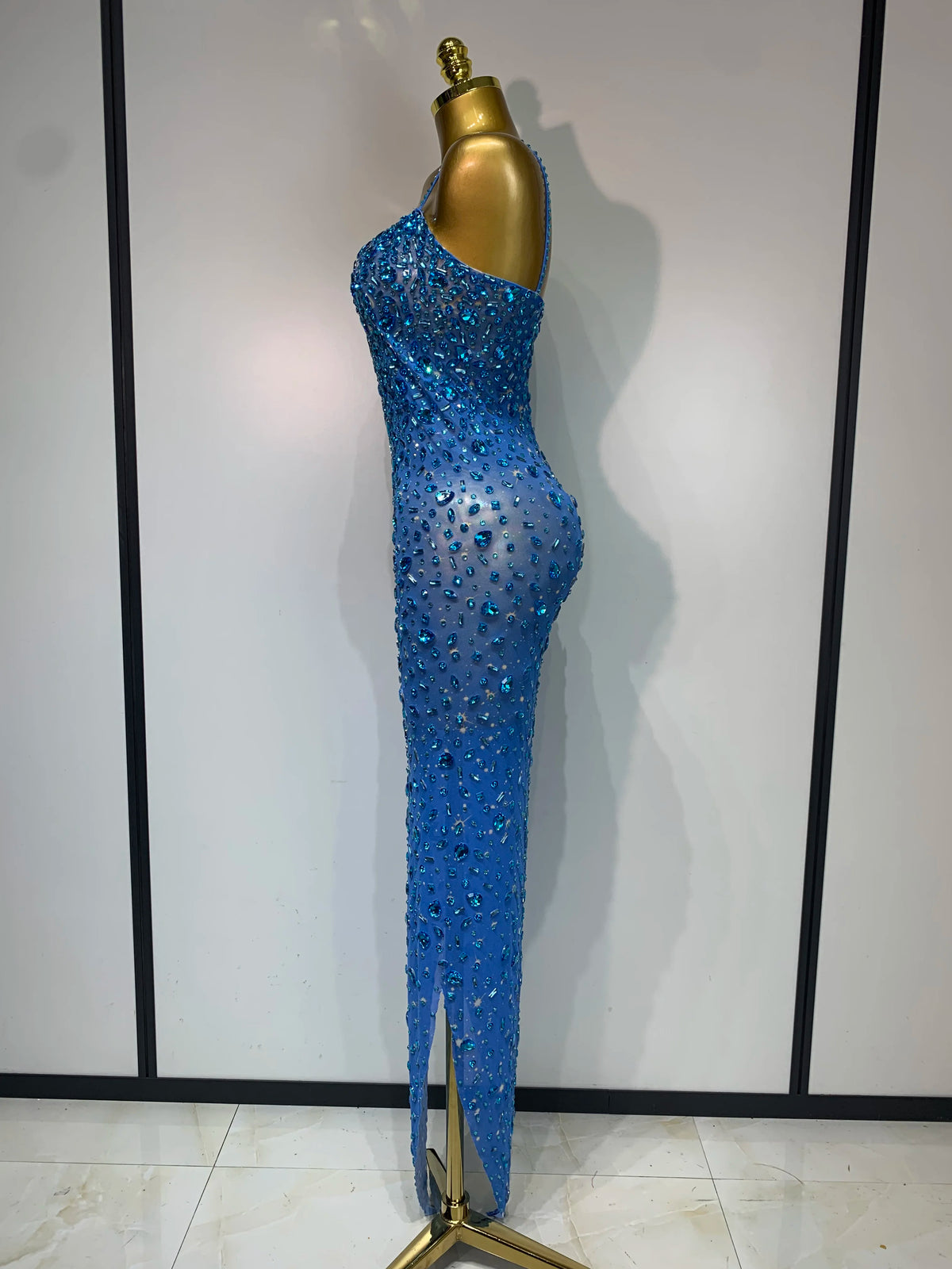 Luxury Rhinestone Mesh Bodycon Dress for Women