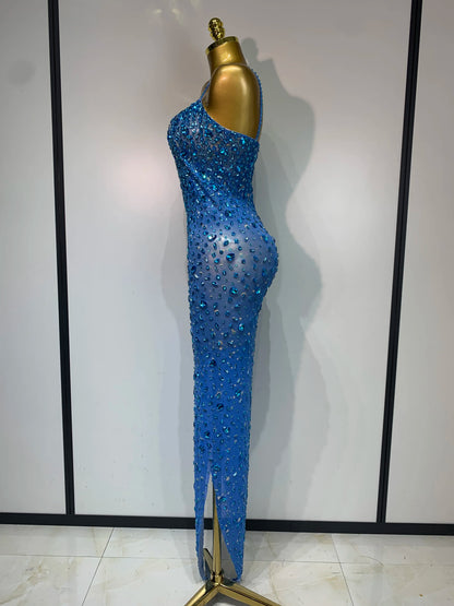 Luxury Rhinestone Mesh Bodycon Dress for Women
