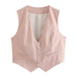 Women'S Solid Suit Vest Sleeveless Cropped Waistcoat
