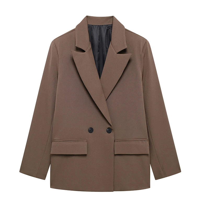 Willshela Women Vintage Double Breasted Blazer with Pockets