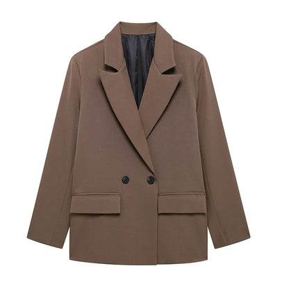 Willshela Women Vintage Double Breasted Blazer with Pockets