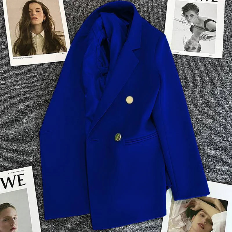Women Double-Breasted Blazer Casual Suit Jacket