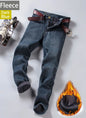 Men's Casual Straight Stretch Jeans Blue Black Denim