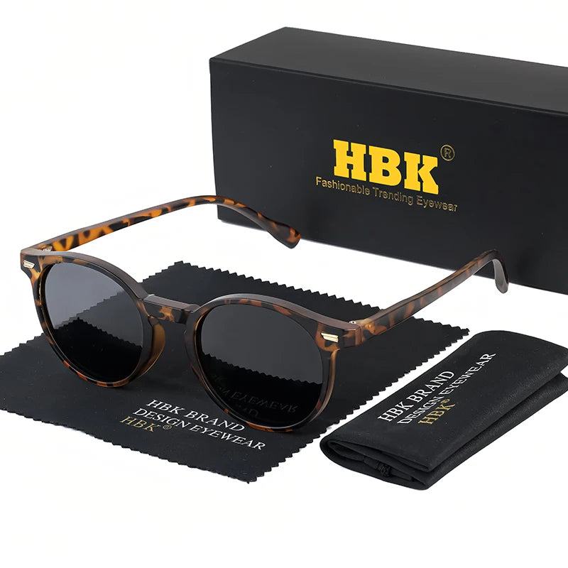 HBK Fashion Sunglasses Men Round TR90 Frame UV400