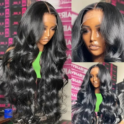 Natural Black Body Wave Lace Front Wig Brazilian Human Hair