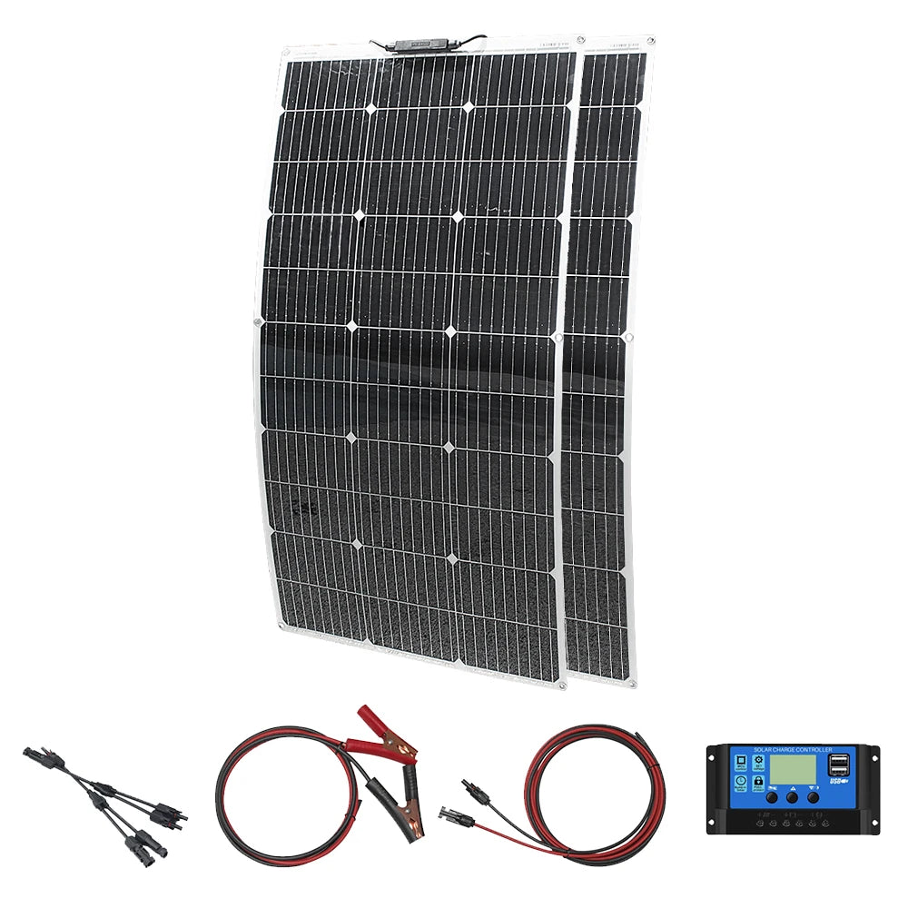 ASUNERGE 12V Flexible Monocrystalline Solar Panel 100W