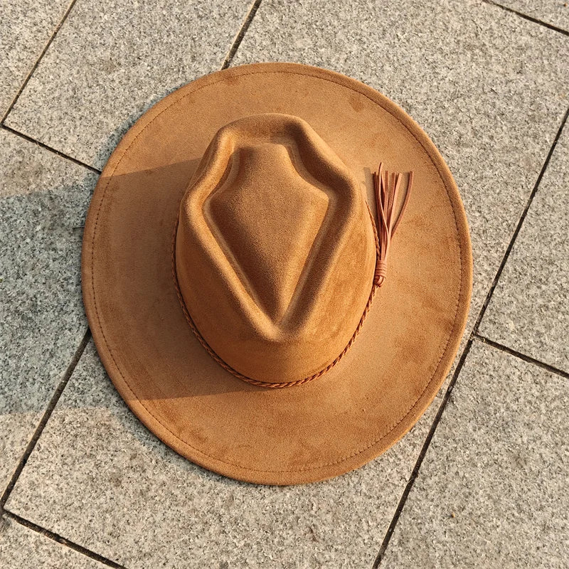 Dark Turquoise Suede Fedora Hat for Men and Women