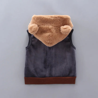 Kids Cotton Thick Warm Hooded Sweater Set Pink Grey