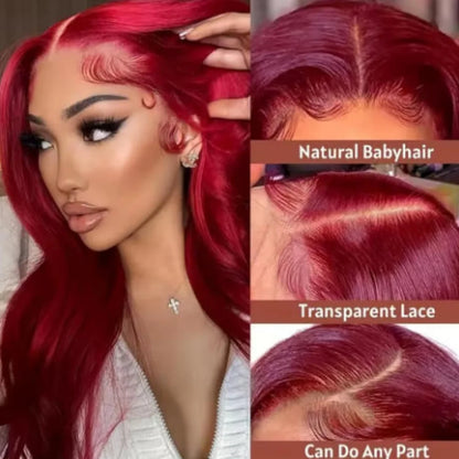 34 Inch Burgundy Straight Brazilian Human Hair Wig