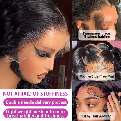Loose Deep Wave Lace Frontal Wig 30 40 Inch Human Hair