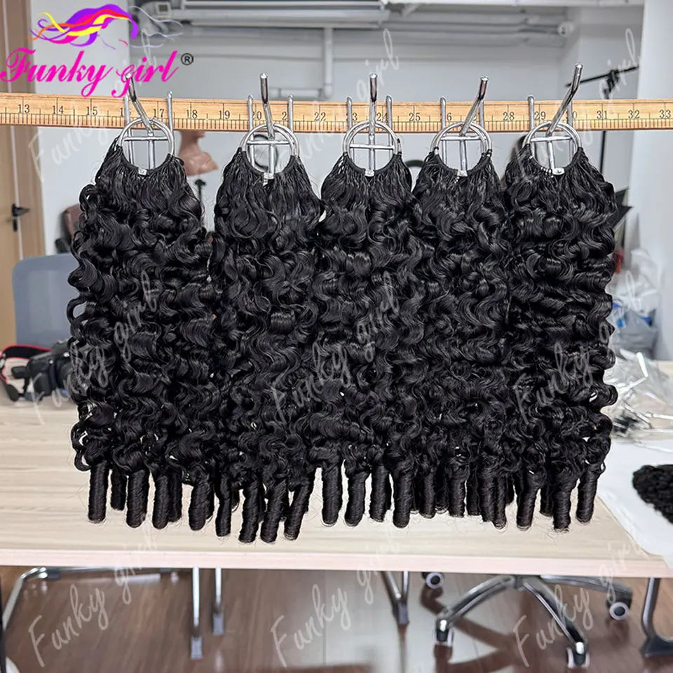 12A Curly Crochet Human Hair Extensions Natural Black