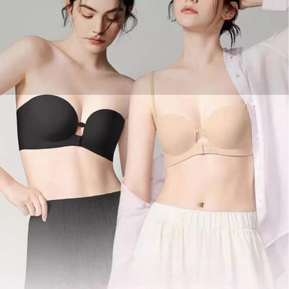 Seamless Push Up Strapless Bra for Women Adjustable Solid Color