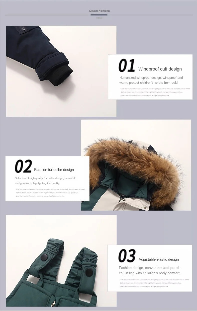Warm Down Jacket Parka Snowsuit for Kids
