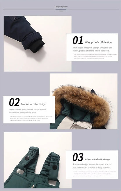 Warm Down Jacket Parka Snowsuit for Kids