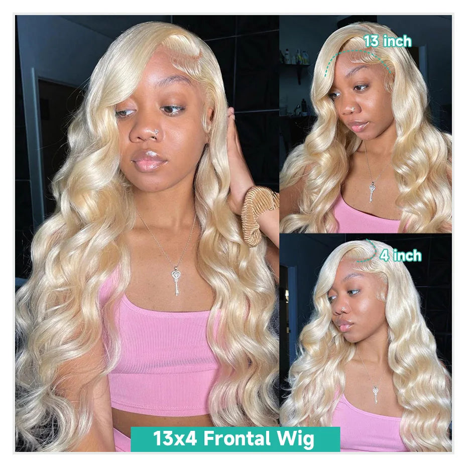 613 Honey Blonde Body Wave Human Hair Wig 360 Lace Frontal