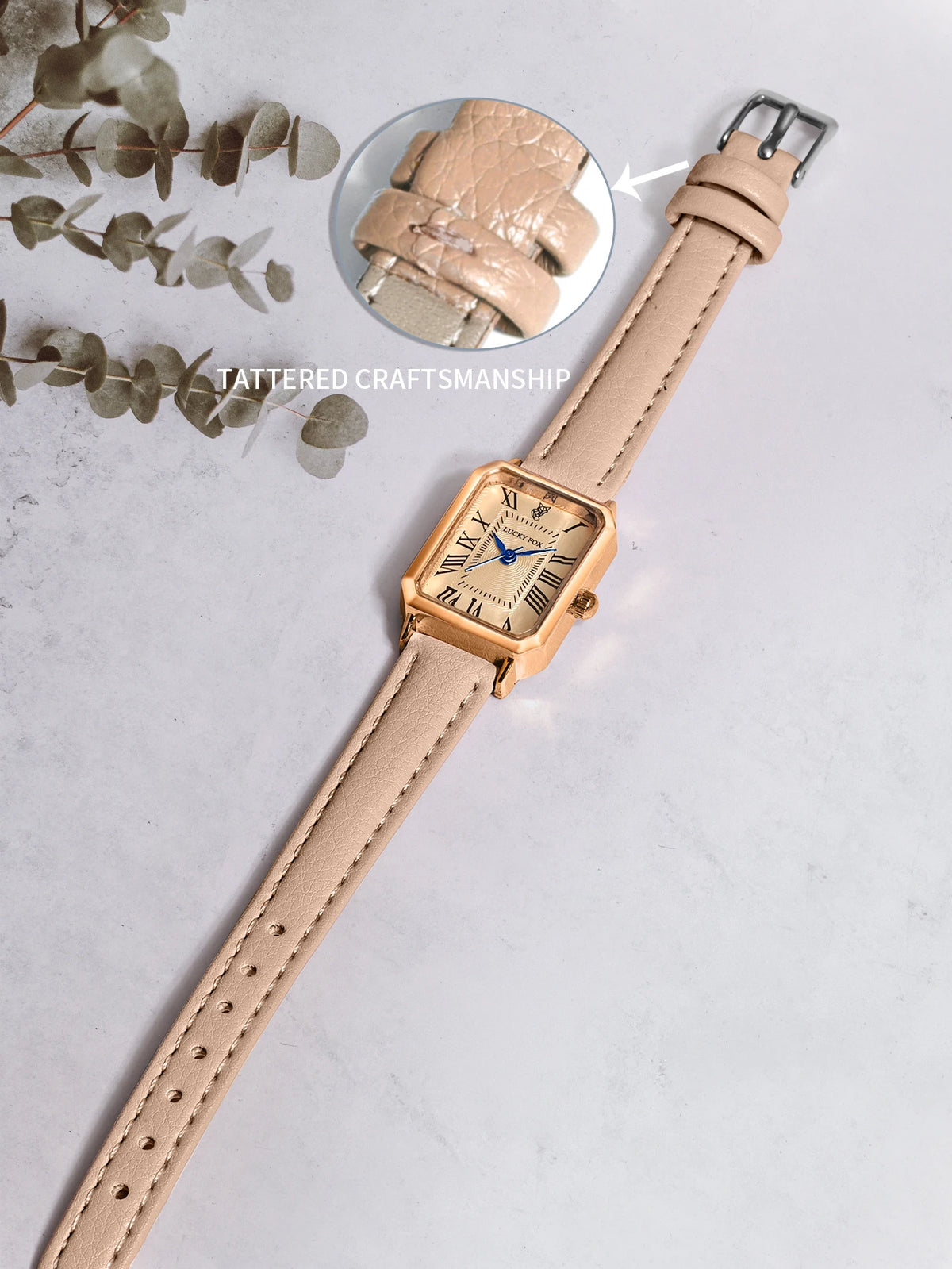 Fashion Retro Square Leather Strap Quartz Watch for Women