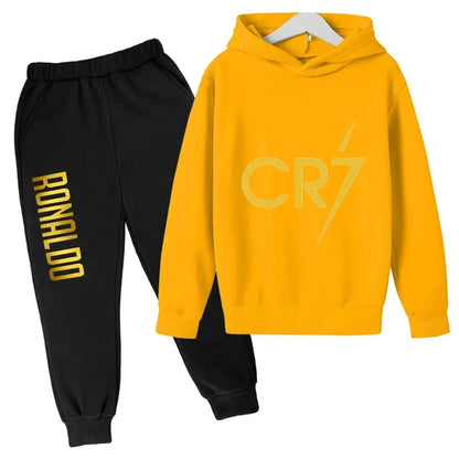 Ronaldo CR7 Print Hoodie and Pants Set for Children