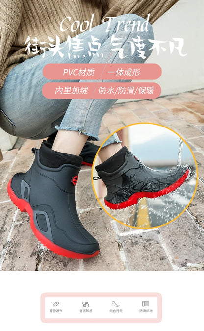 Men's Waterproof Fleece-Lined Rain Boots