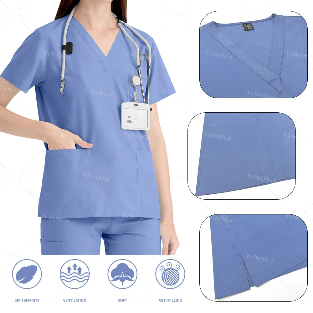 Pink Medical Scrubs Set for Women