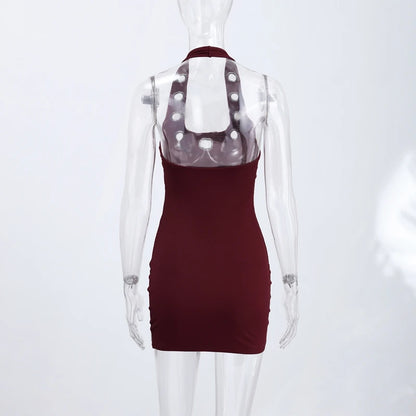 Halter Cutout Mini Dress for Women in Polyester