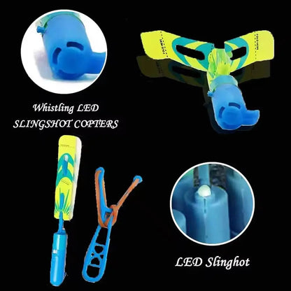 LED Slingshot Flying Copters Light-Up Toys for Kids