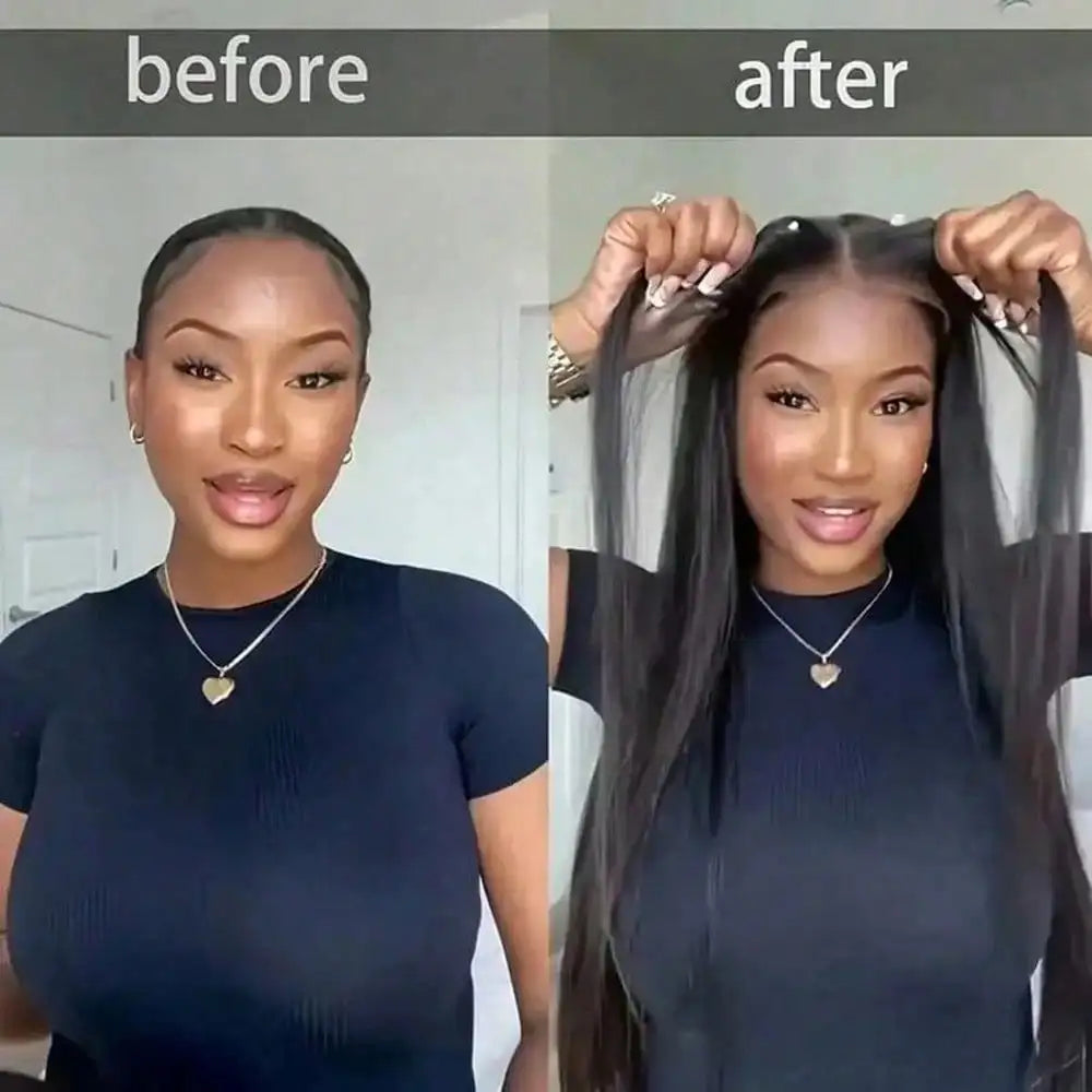 Glueless Straight Human Hair Wig 250% Density Natural Color
