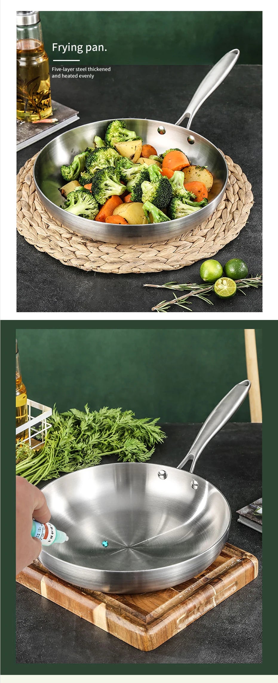 304 Stainless Steel Nonstick Frying Pan 28cm