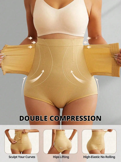 Seamless High Waist Compression Panty Briefs Apricot