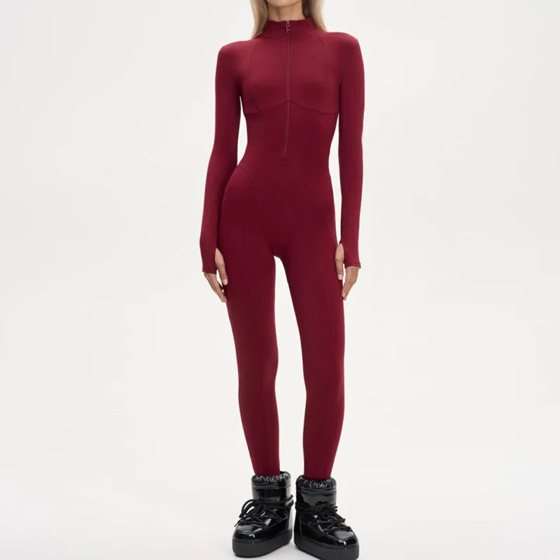 Women's Waterproof Ski Jumpsuit Hooded Winter Outfit