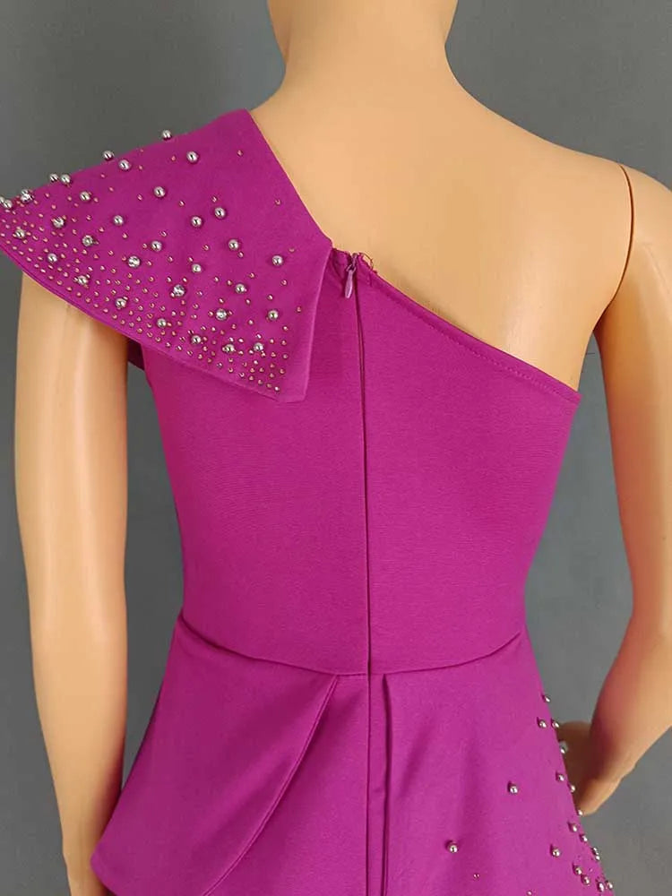 High Waist Strapless Jumpsuit with Rivet Collar for Women
