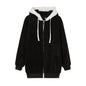 Loose Plush Zipper Hooded Jacket for Women