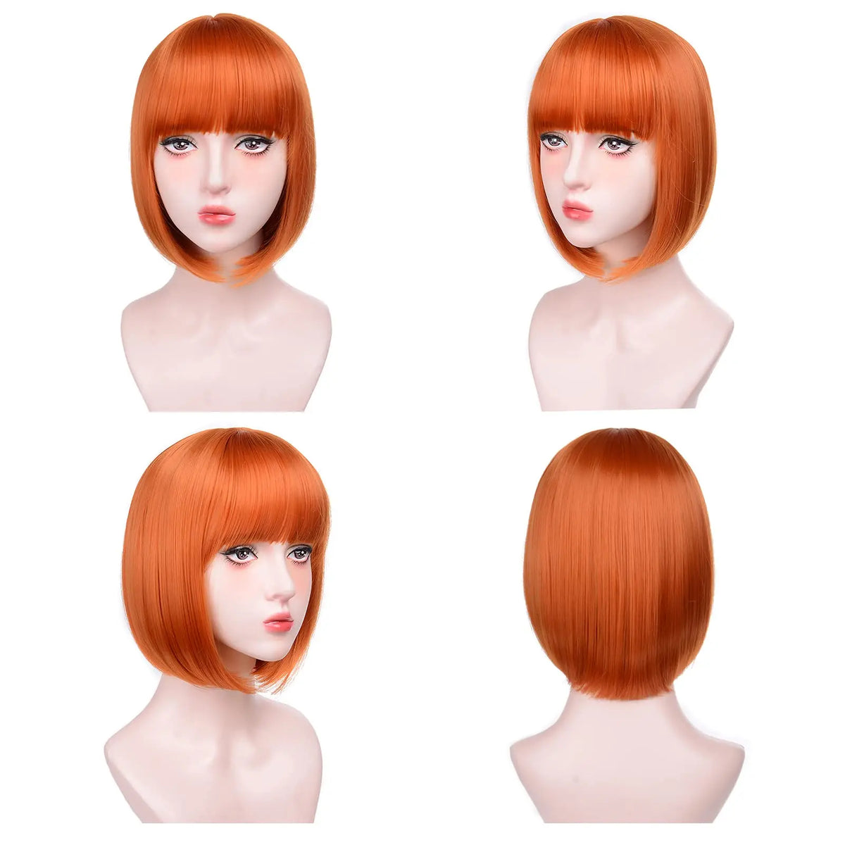 Pink Bob Synthetic Wig with Bangs for Cosplay