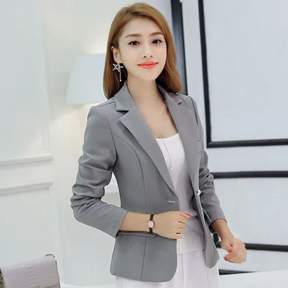 Black Women Slim Blazer Office Work Jacket