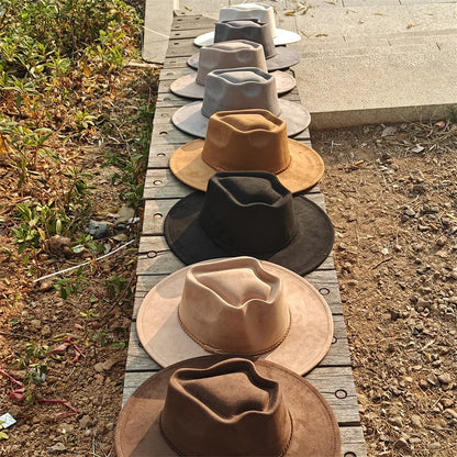 Dark Turquoise Suede Fedora Hat for Men and Women